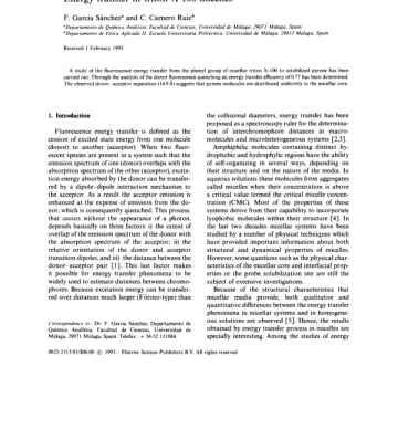 Energy transfer in triton X-100 micelles